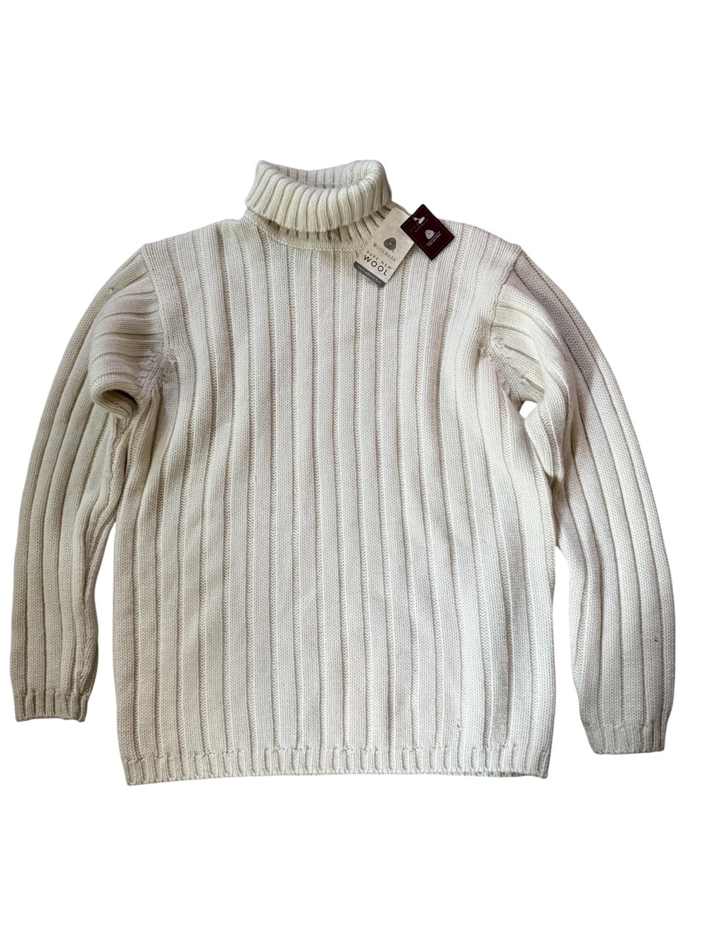 Burton Men's Cream Cable Rib Knit Turtleneck Wool Sweater Size Medium